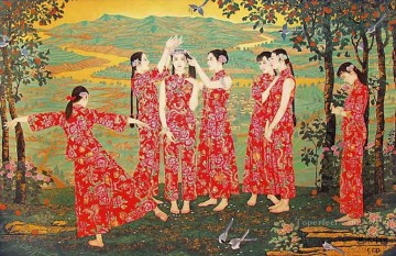 Chino Painting - muchachas del campo chino antiguo